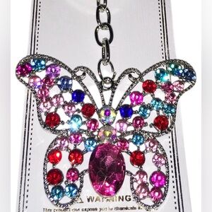 Colorful Rhinestone Butterfly Keychain